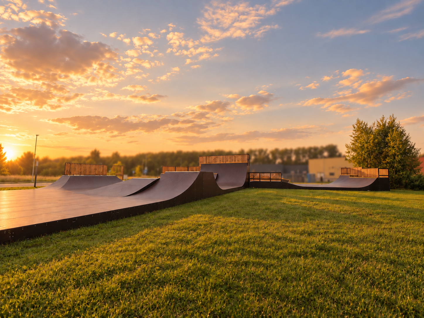 Medinis monolitinis skate parkas Gargžduose Gargždų skate parkas – medinis monolitinis parkas riedlentėms, BMX ir paspirtukams
