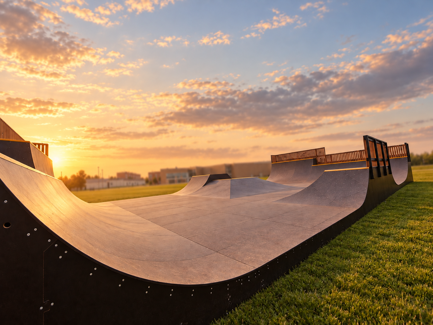 Medinis monolitinis skate parkas Gargžduose Gargždų skate parkas – medinis monolitinis parkas riedlentėms, BMX ir paspirtukams