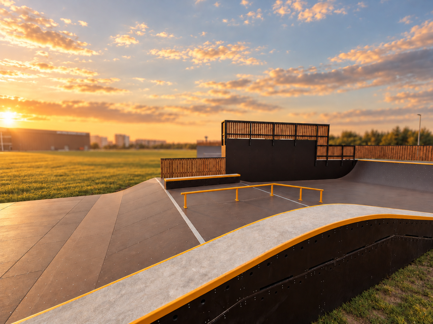 Medinis monolitinis skate parkas Gargžduose Gargždų skate parkas – medinis monolitinis parkas riedlentėms, BMX ir paspirtukams